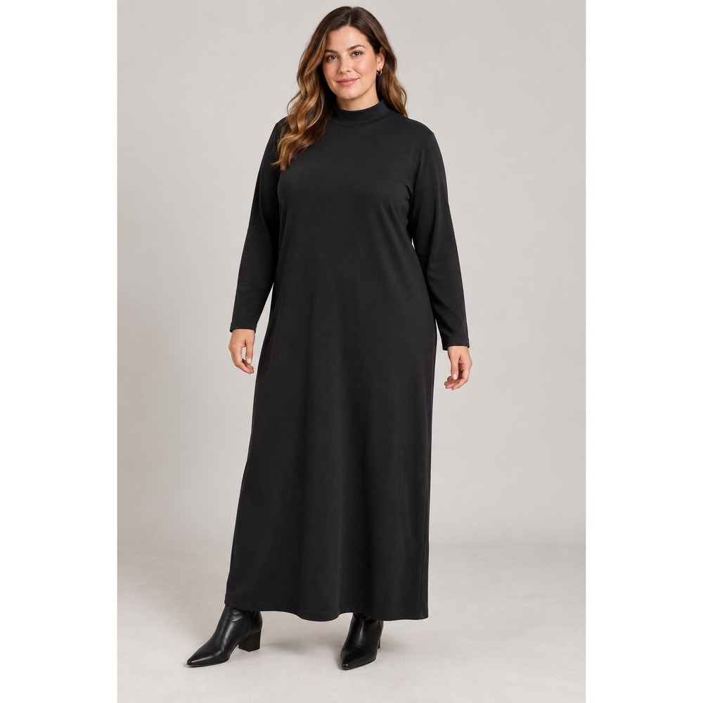 Spartina 449 Black Mock Neck Maxi Dress XXL Minimalist Old Money Quiet Luxury